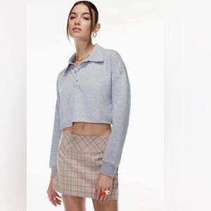 Aritzia Sunday Best Cropped Fleece Rugby Polo Sweater